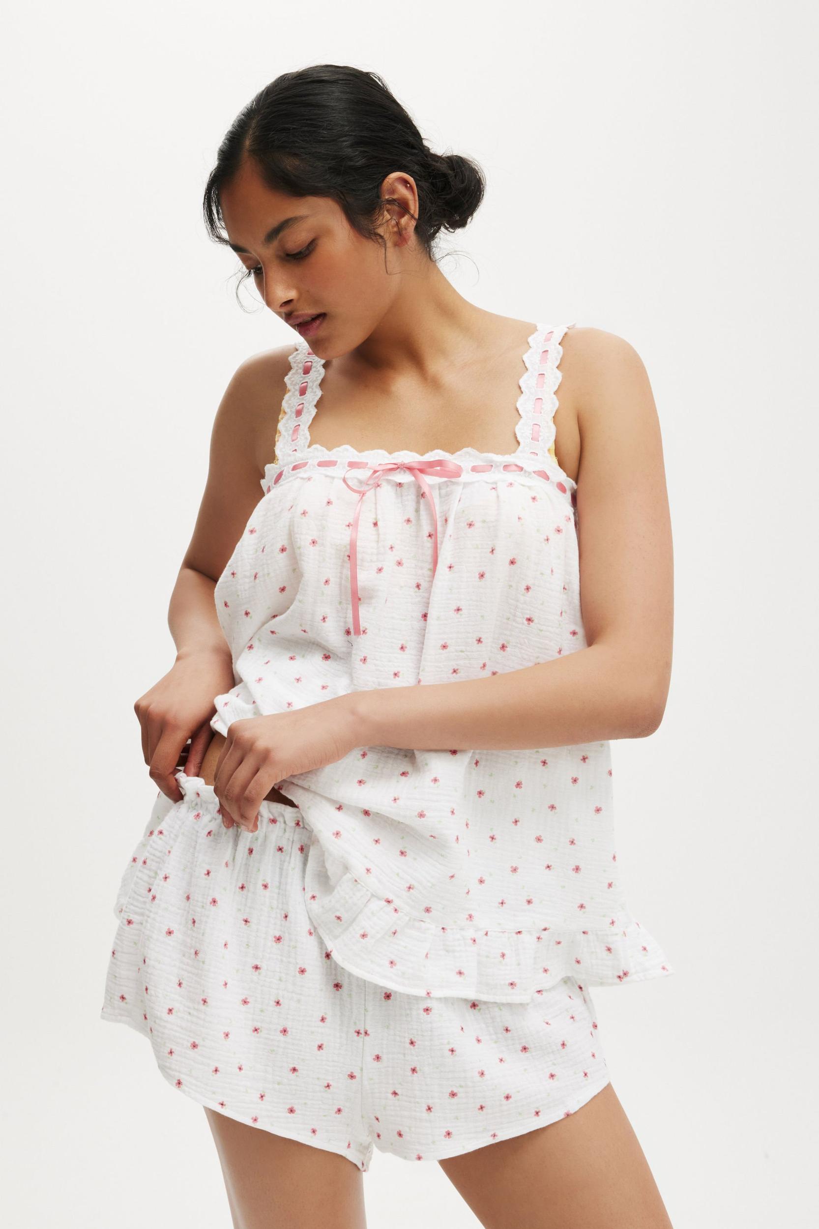 Lace Trim Babydoll Cami Set Product Image