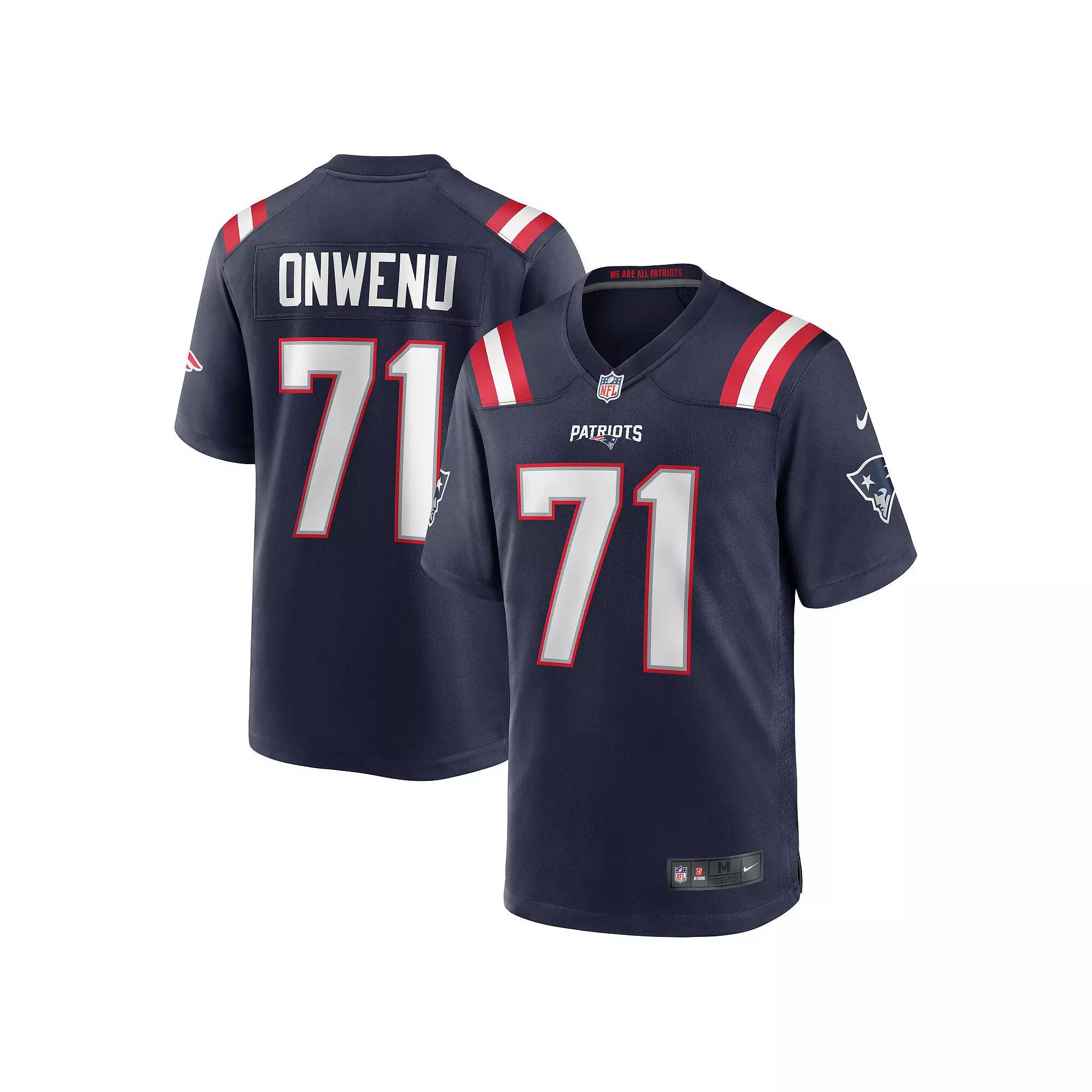 Men's Nike Mike Onwenu Navy New England Patriots Team Game Jersey, Size: 3XL, Blue Product Image