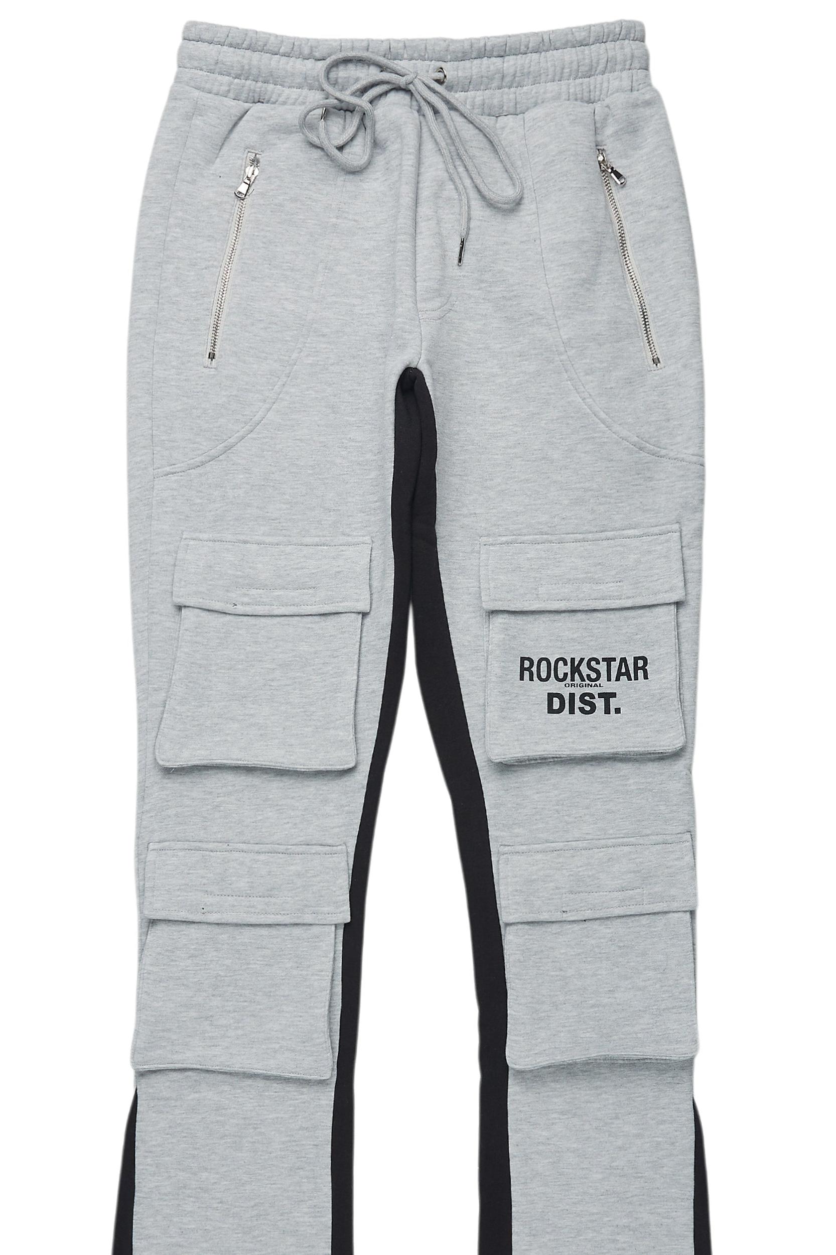Antoon Heather Grey Stacked Flare Track Pant Male Product Image