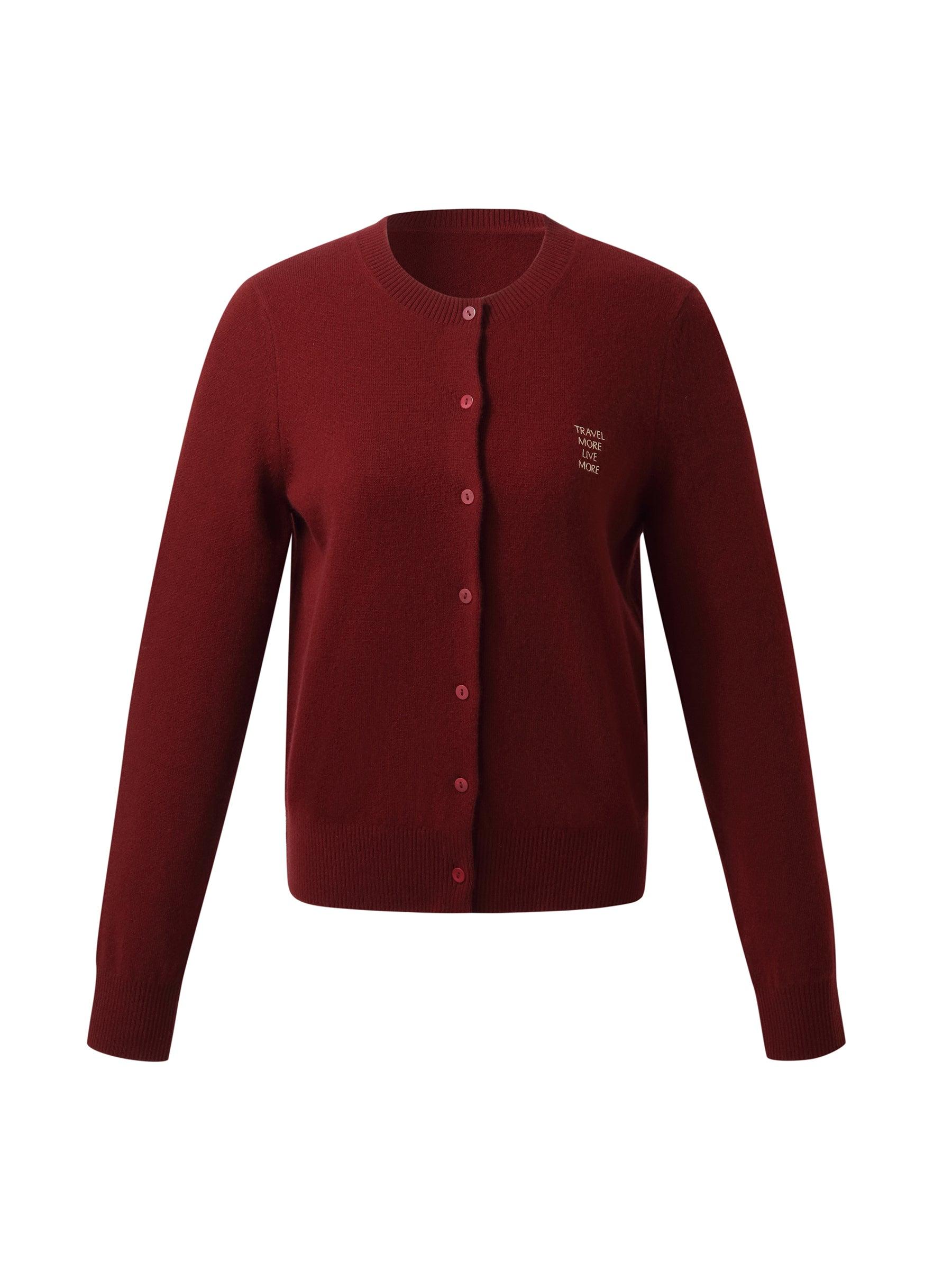 100% Wool Letter Embroidered Women Cardigan Product Image