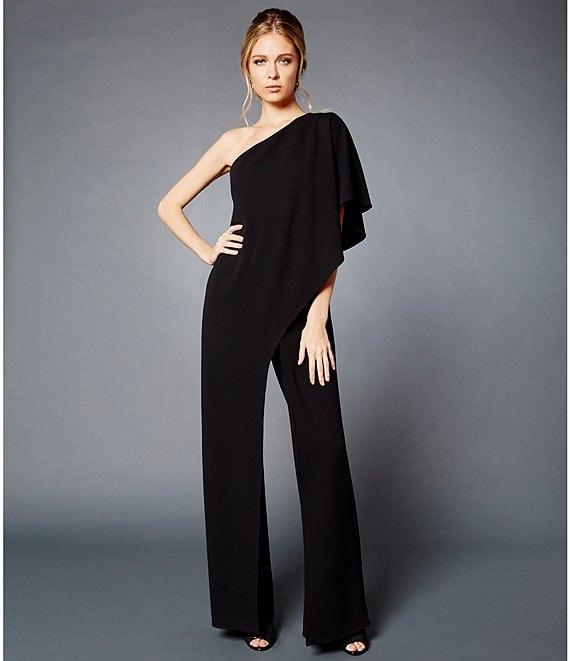 Adrianna Papell Stretch One Shoulder Short Flutter Sleeve Jumpsuit Product Image