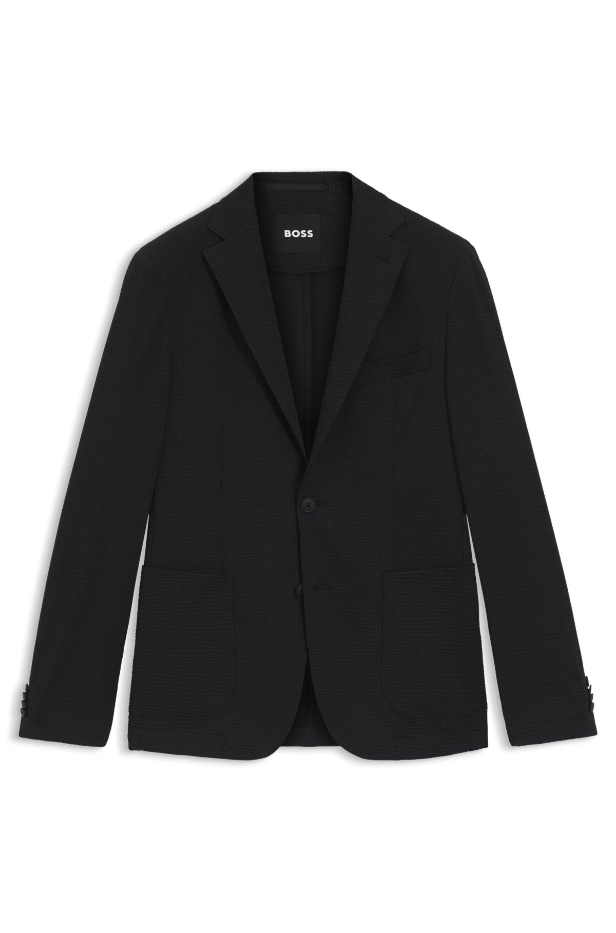 Slim-fit suit jacket in stretch seersucker Product Image