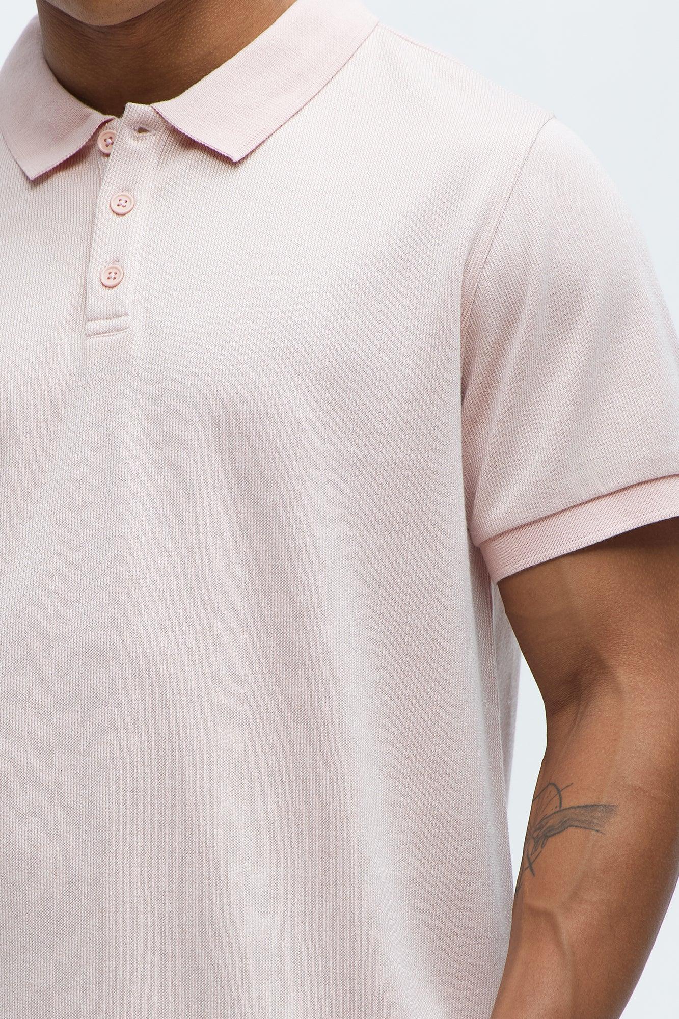 Subtle Stripes Textured Polo - Pink Product Image