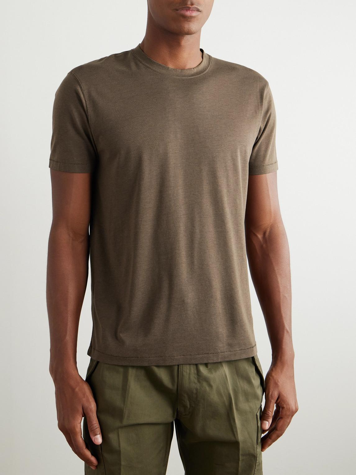 TOM FORD Slim-fit Lyocell And Cotton-blend Jersey T-shirt In Brown Product Image