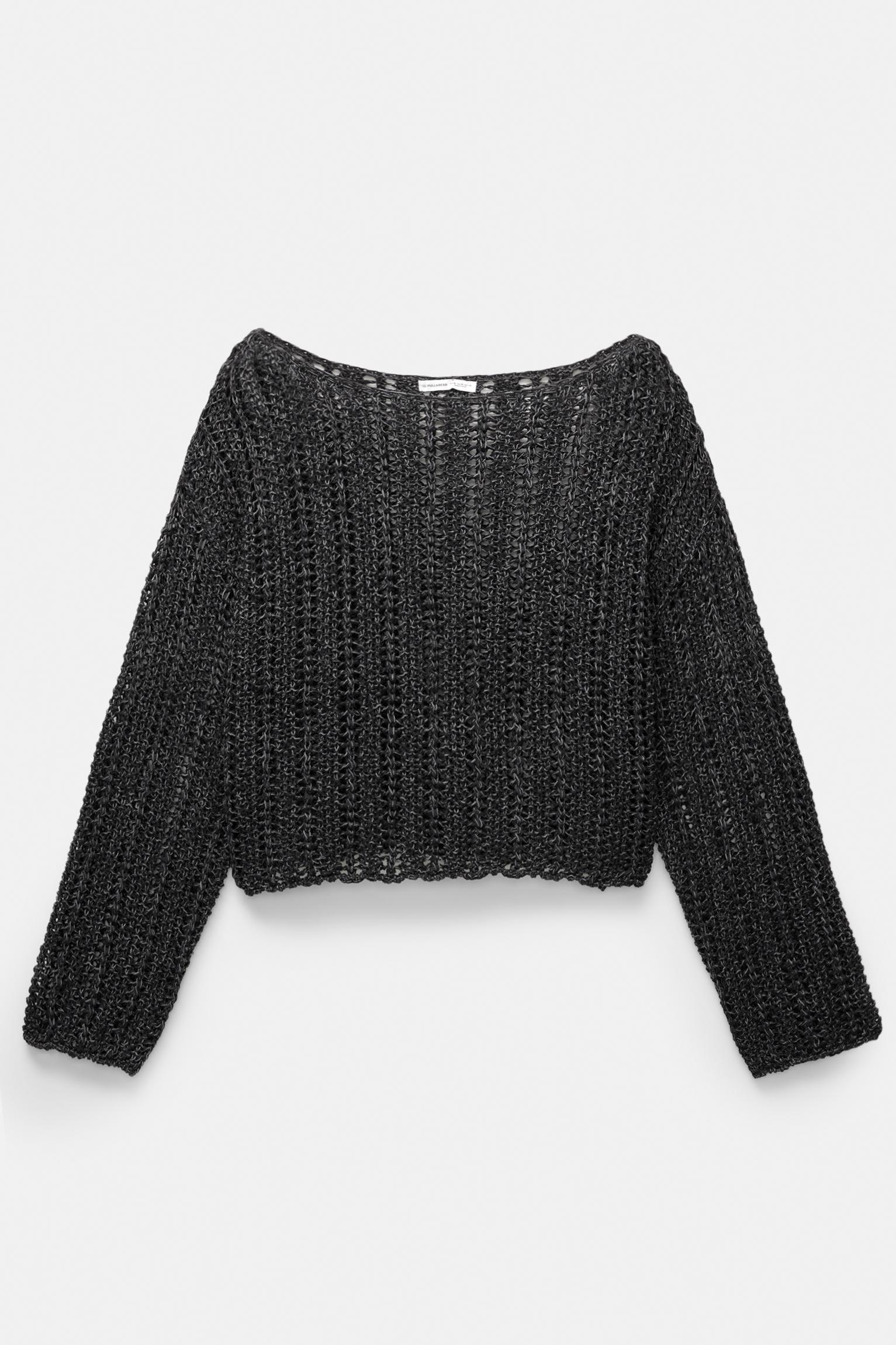 Cropped open knit sweater Product Image