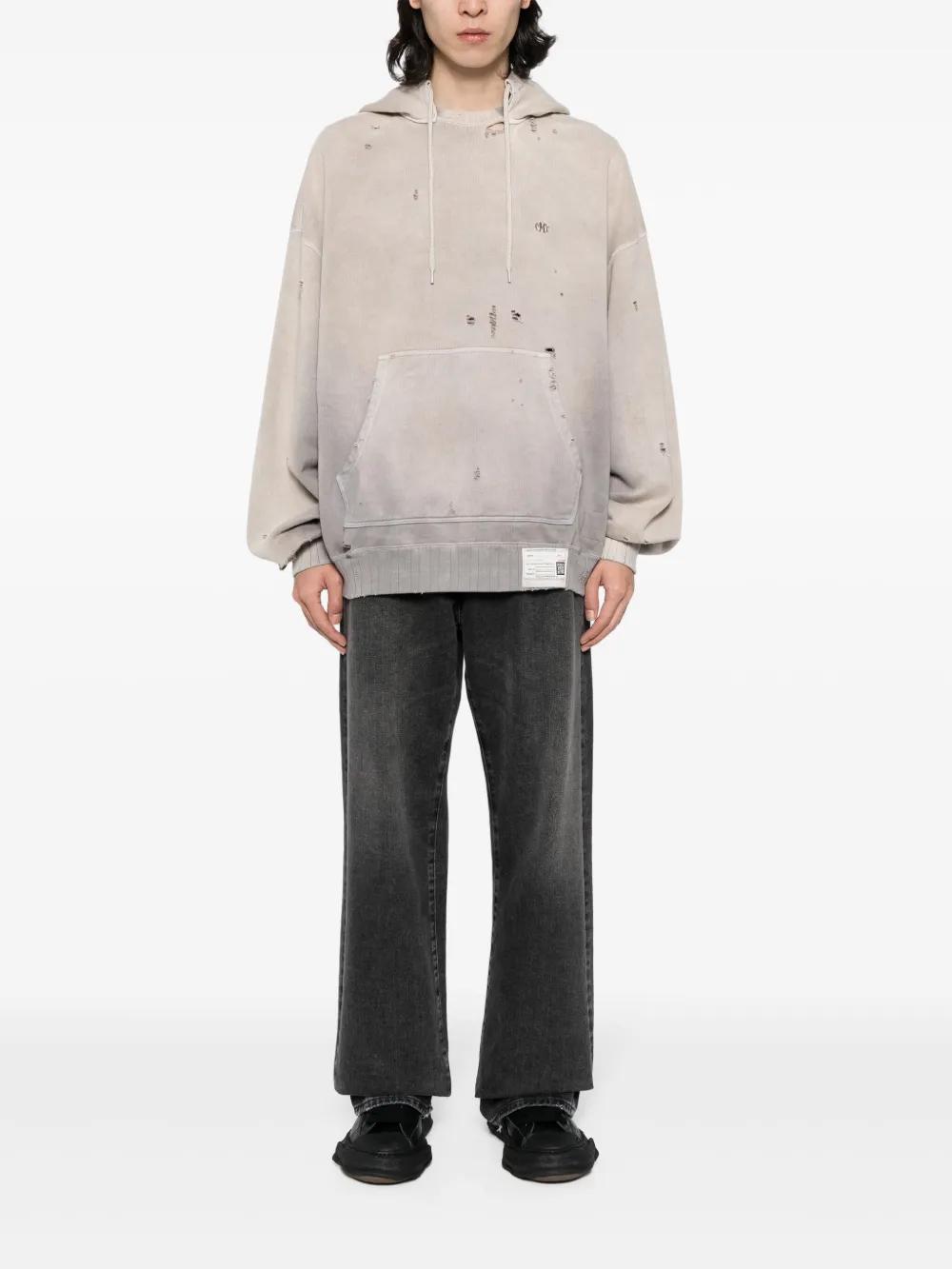 distressed-effect cotton hoodie Product Image