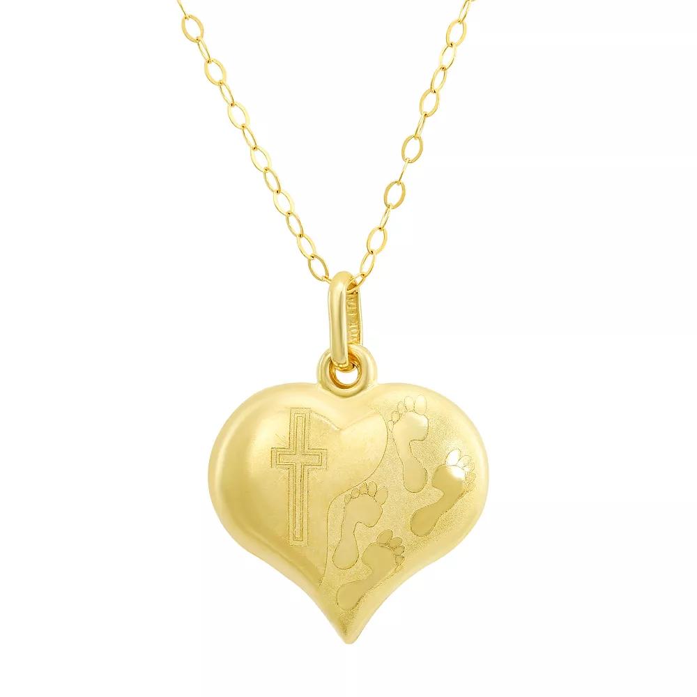Taylor Grace 10k Gold Heart With Footprint Pendant Necklace, Women's, Size: 18" Product Image