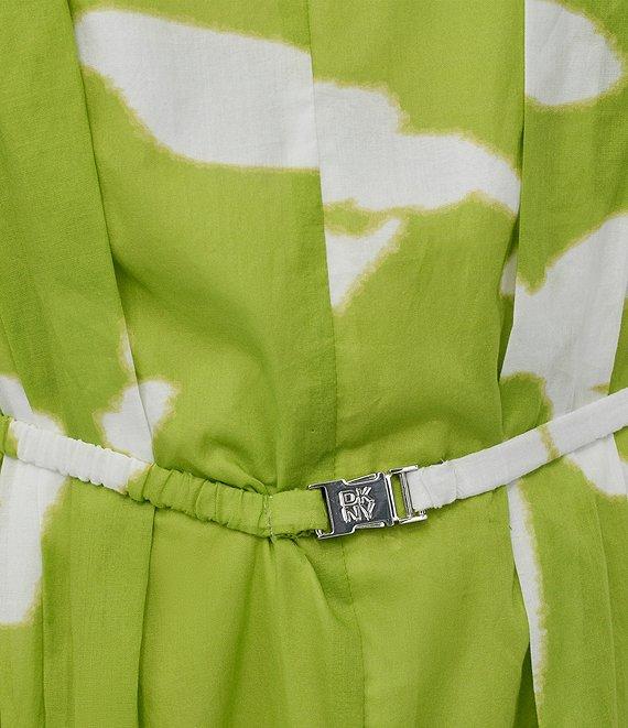 DKNY by Donna Karan Voile Floral Print V Neck Sleeveless Print Halter Midi Dress Product Image