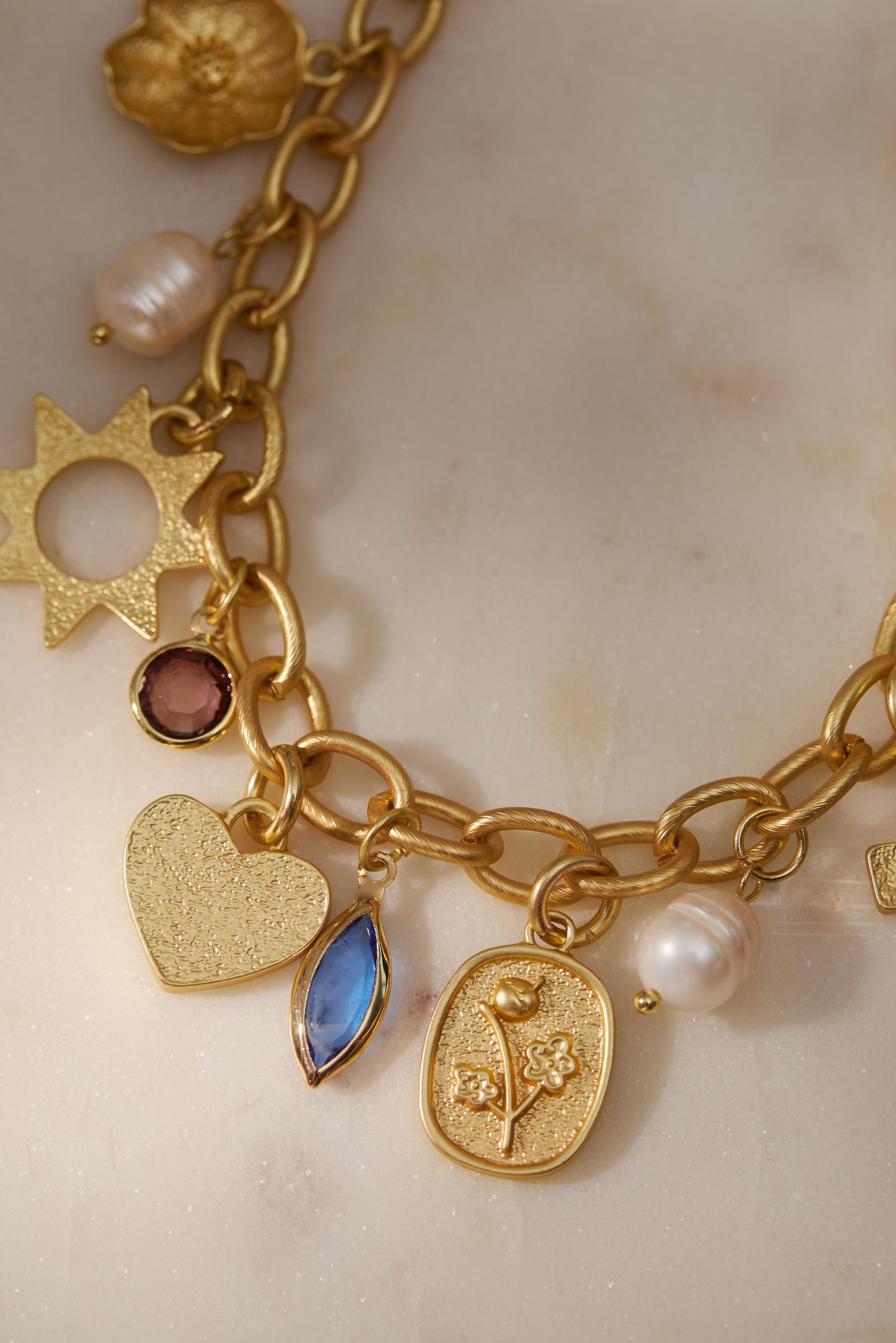 Cherish Textured Link Charm Necklace Product Image