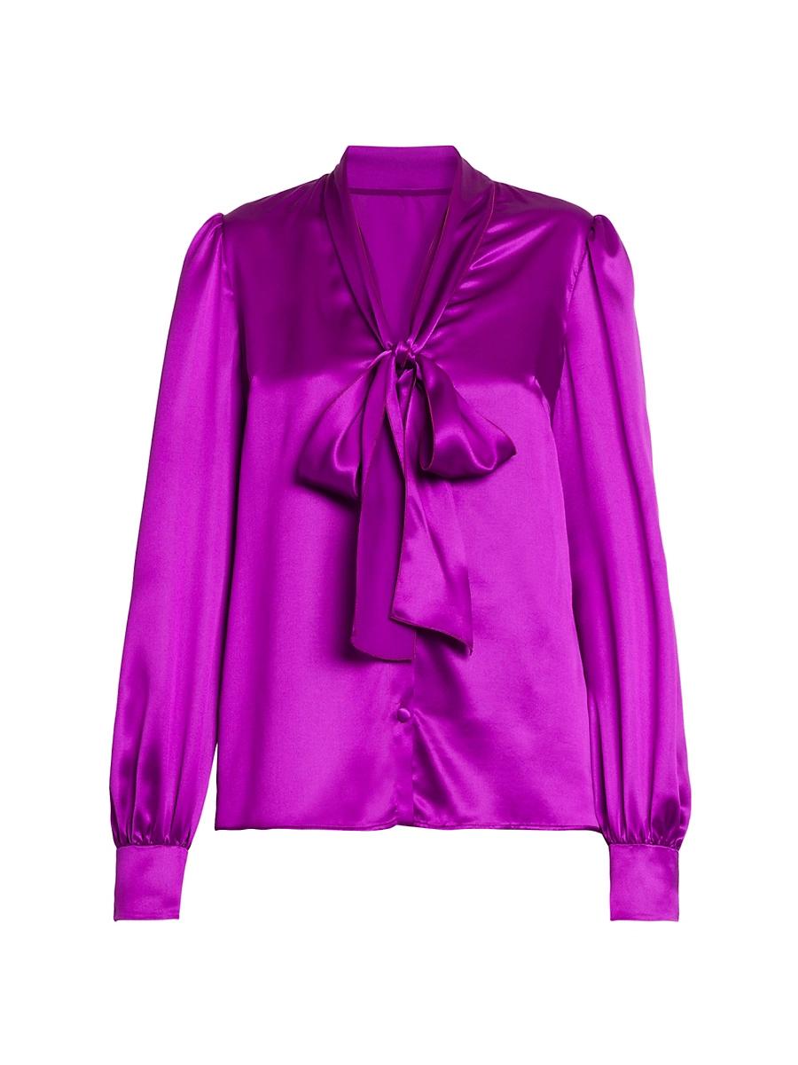 Womens Silk Tieneck Blouse Product Image