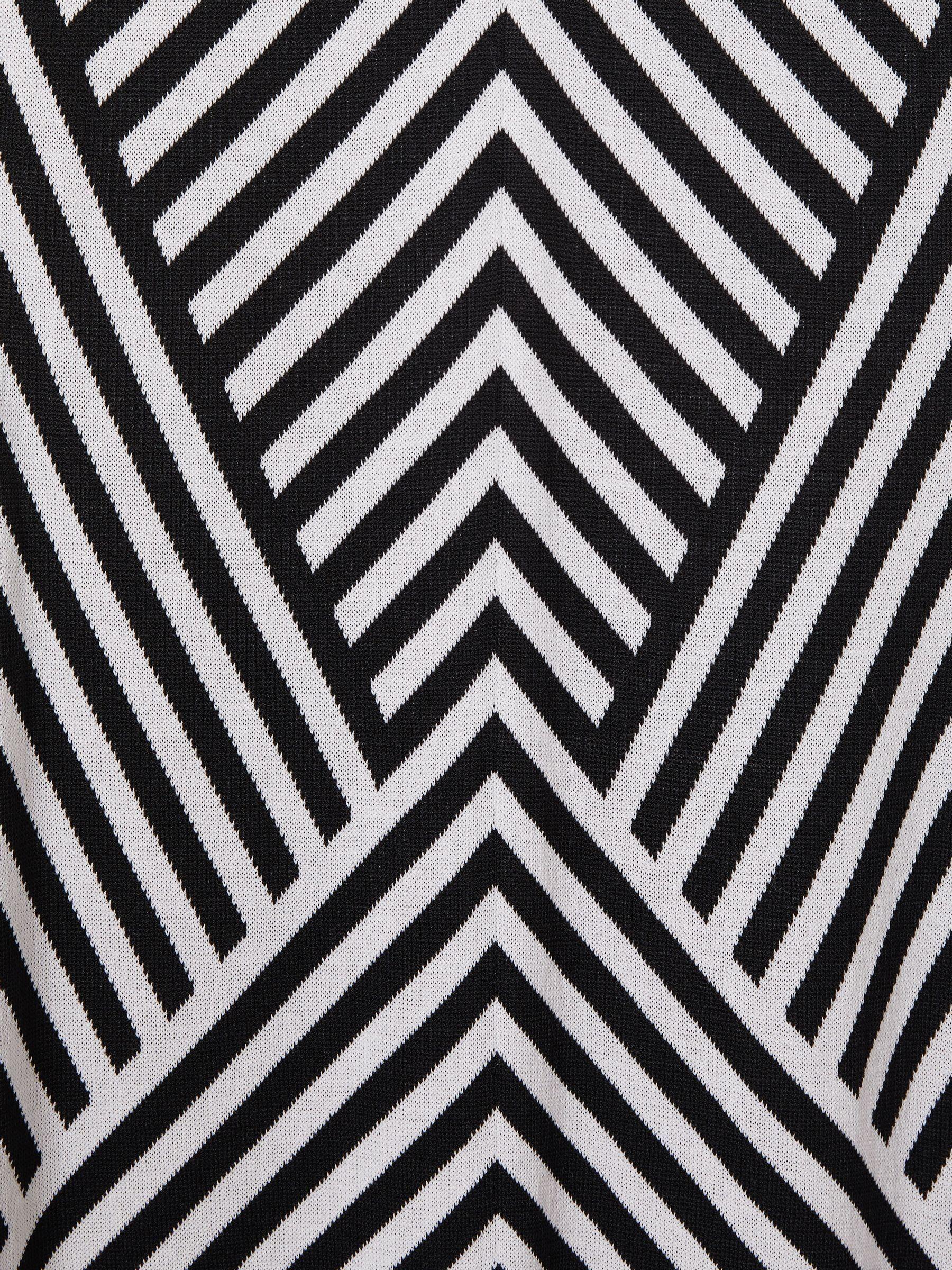 Knitted Striped Midi Dress in Black/Ivory Product Image