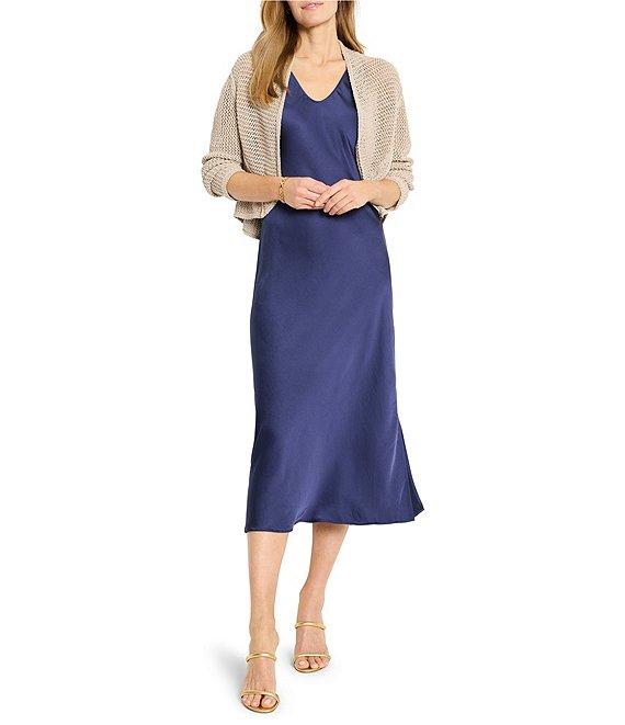 NIC + ZOE Open Mesh Knit Cocoon Open Front Long Sleeve Cardigan Product Image