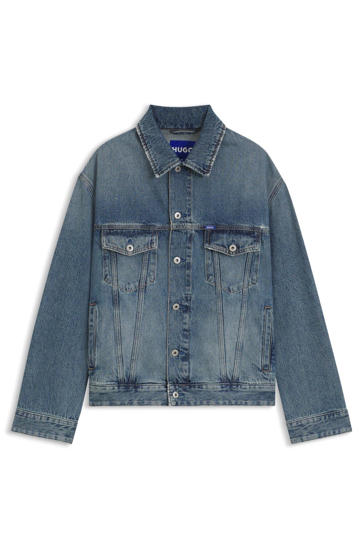 Loose-fit jacket in blue stonewashed denim Product Image