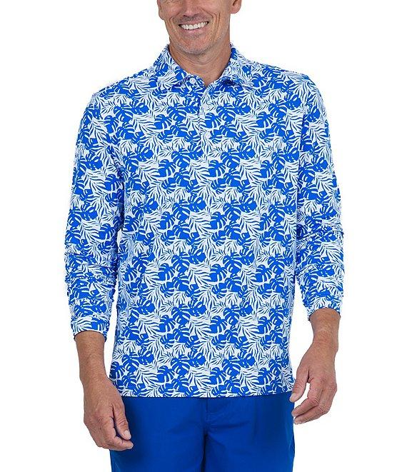 IBKUL Tropical Print Long Sleeve Polo Shirt Product Image