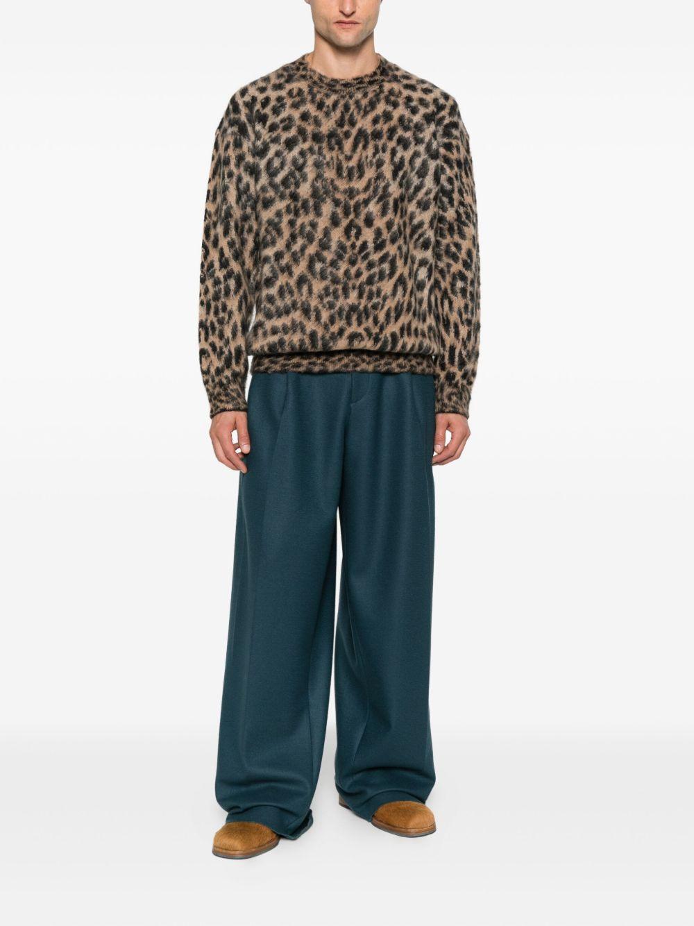 leopard-print crew-neck sweater Product Image