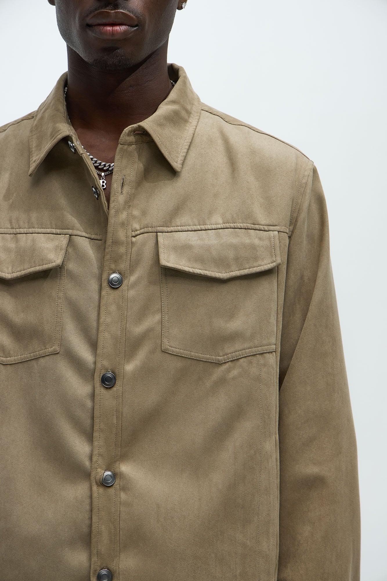 Faux Suede Shirt Jacket - Tan Product Image