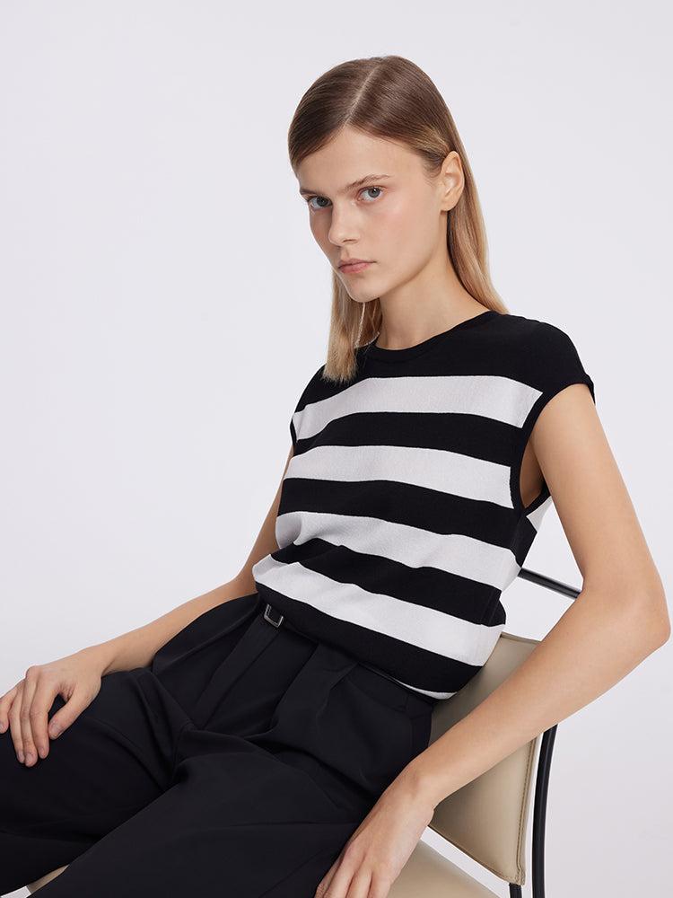 Tencel Striped Knitted Women Tank Top Product Image