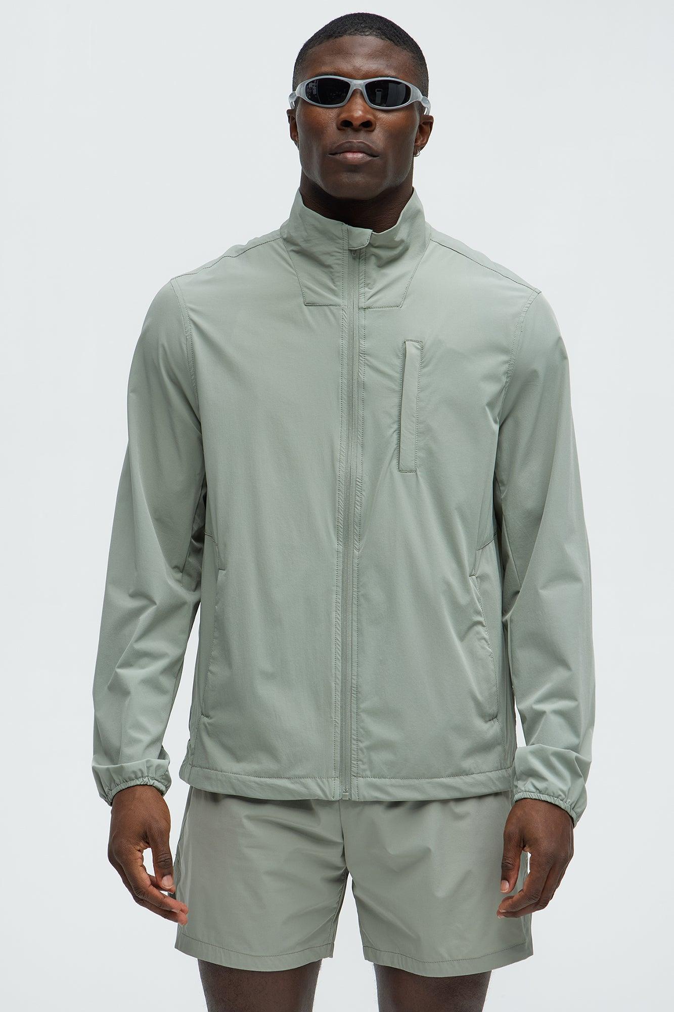 Lightweight Stretch Running Windbreaker Jacket - Sage Product Image