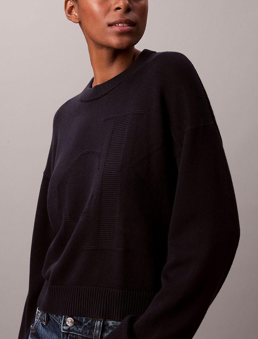 Smooth Cotton Relaxed Monogram Sweater Product Image