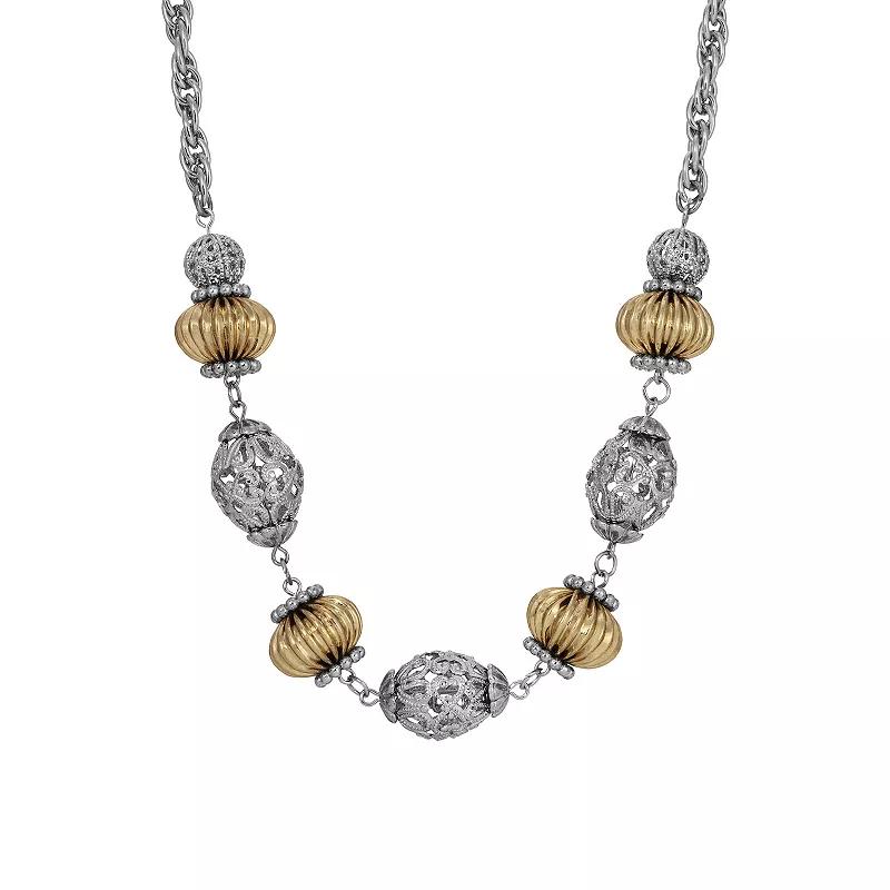 1928 Two-Tone Filigree & Texture Bead Necklace, Womens, Multi Product Image