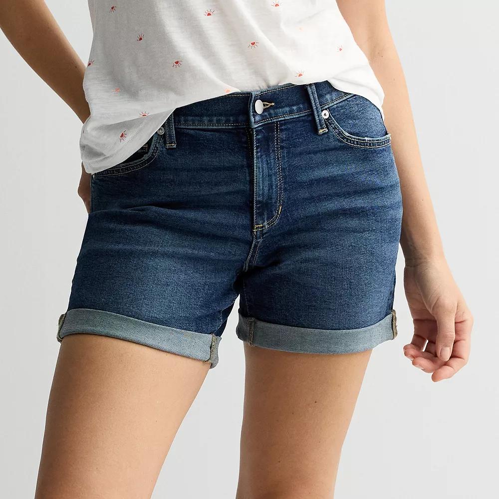 Women's Sonoma Goods For Life® Mid Rise Roll Cuff Shorts, Size: 10, Medium Blue Wash Product Image