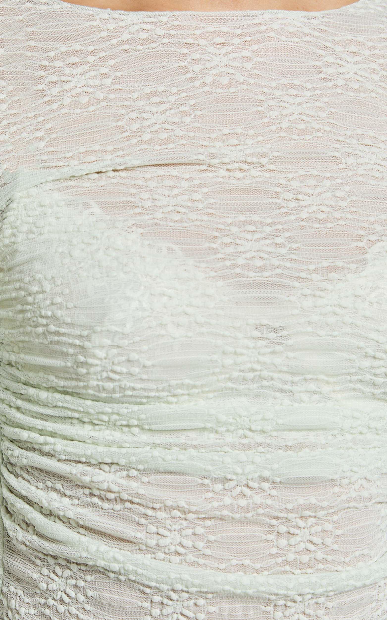 Ellie Top - Asymmetrical Sheer Lace Top in Silver Sage Product Image