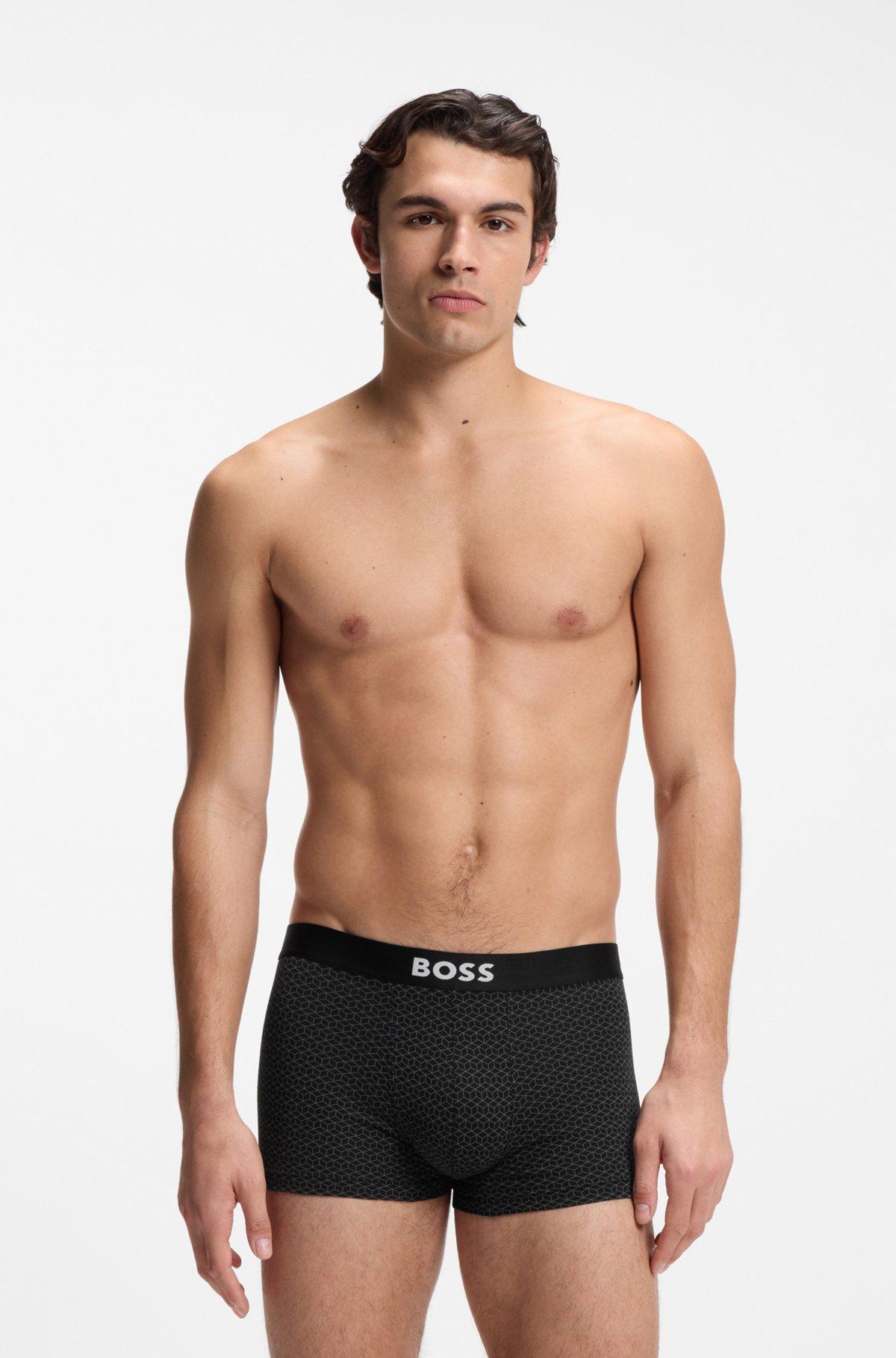 Three-pack of stretch-cotton trunks with logos Product Image