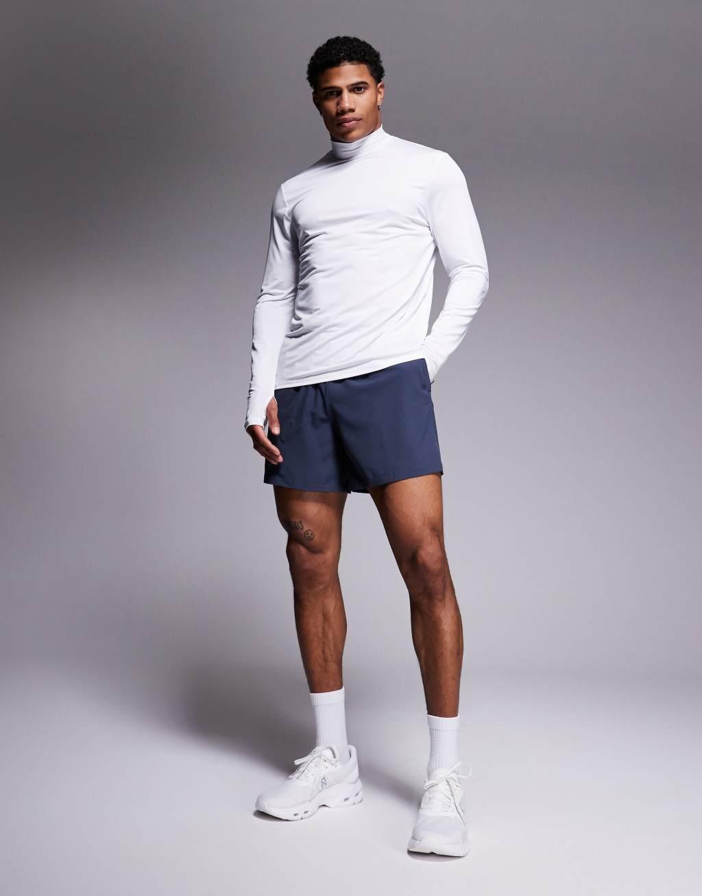 4505 regular fit quick dry long sleeve mock neck running t-shirt in white  Product Image