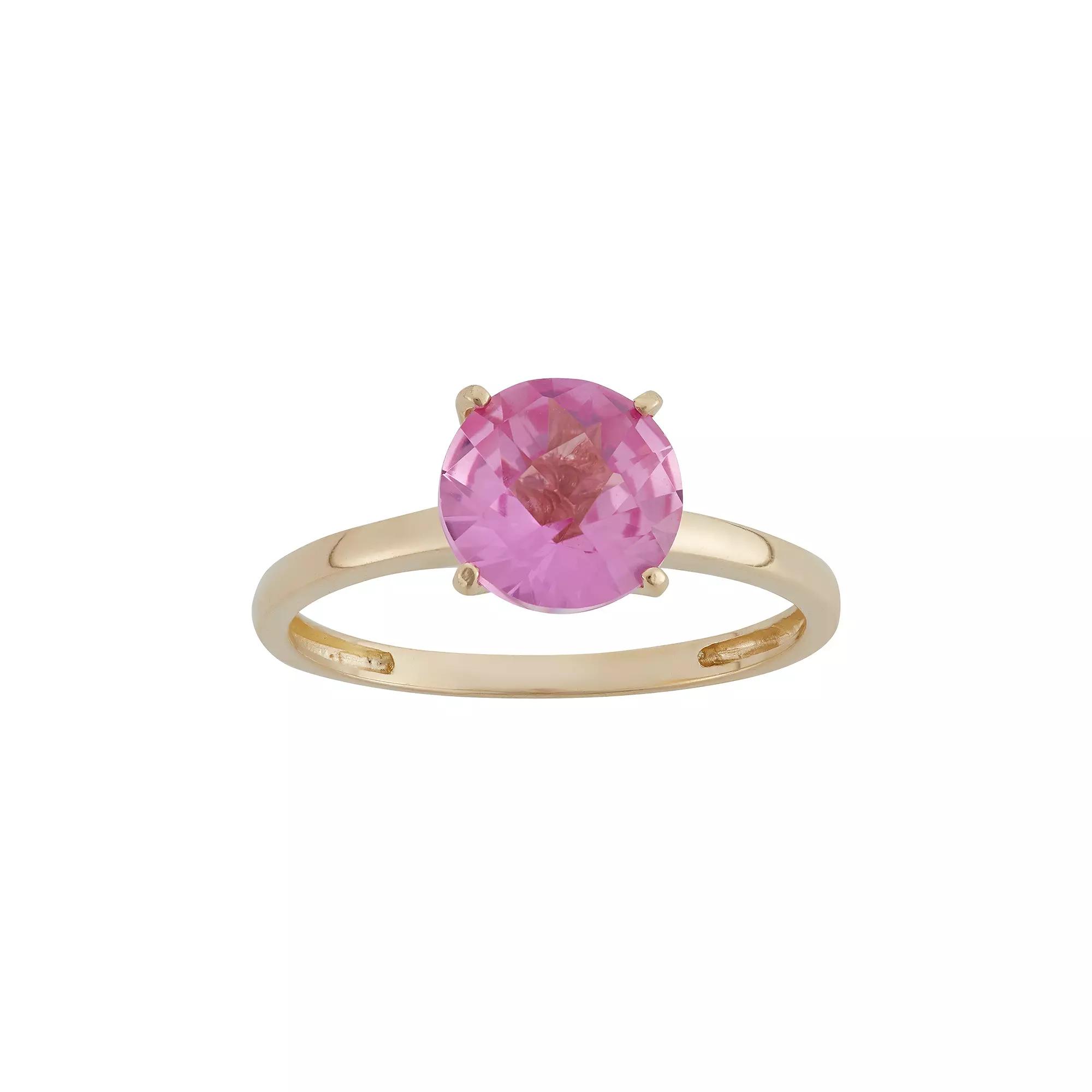 Designs by Gioelli Lab-Created Pink Sapphire 10k Gold Ring, Women's, Size: 5 Product Image