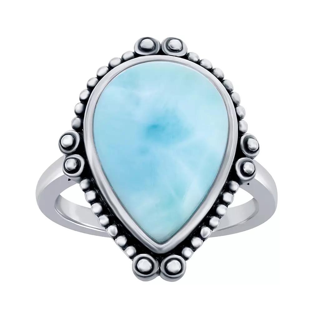 Nautica Rocks Sterling Silver Larimar Oxidized Ring, Women's, Size: 10 Product Image