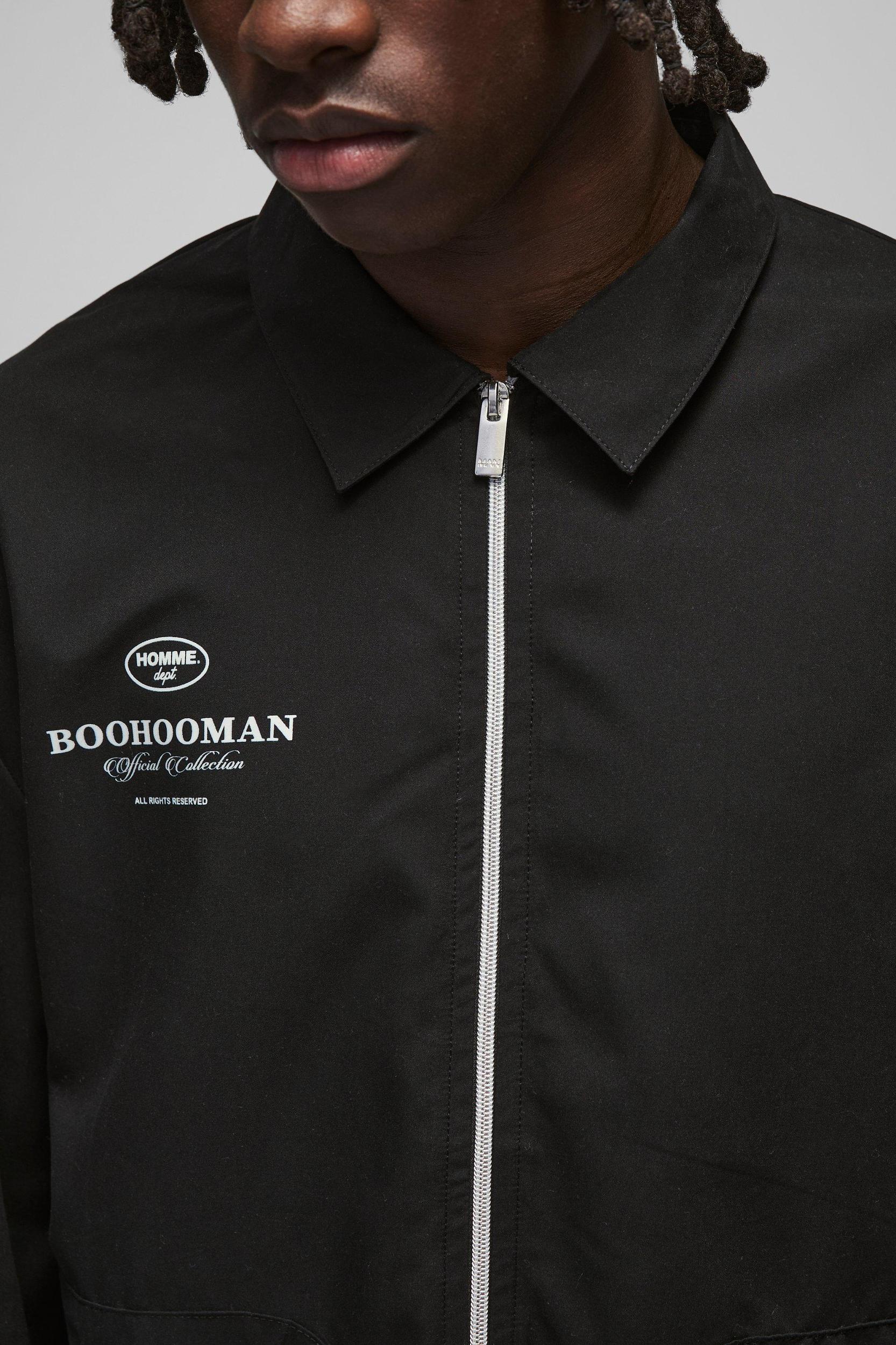 Nylon Man Pocket Detail Zip Through Shirt Jacket | boohooMAN USA Product Image