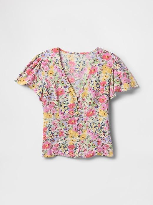 Crepe Flutter-Sleeve Top Product Image