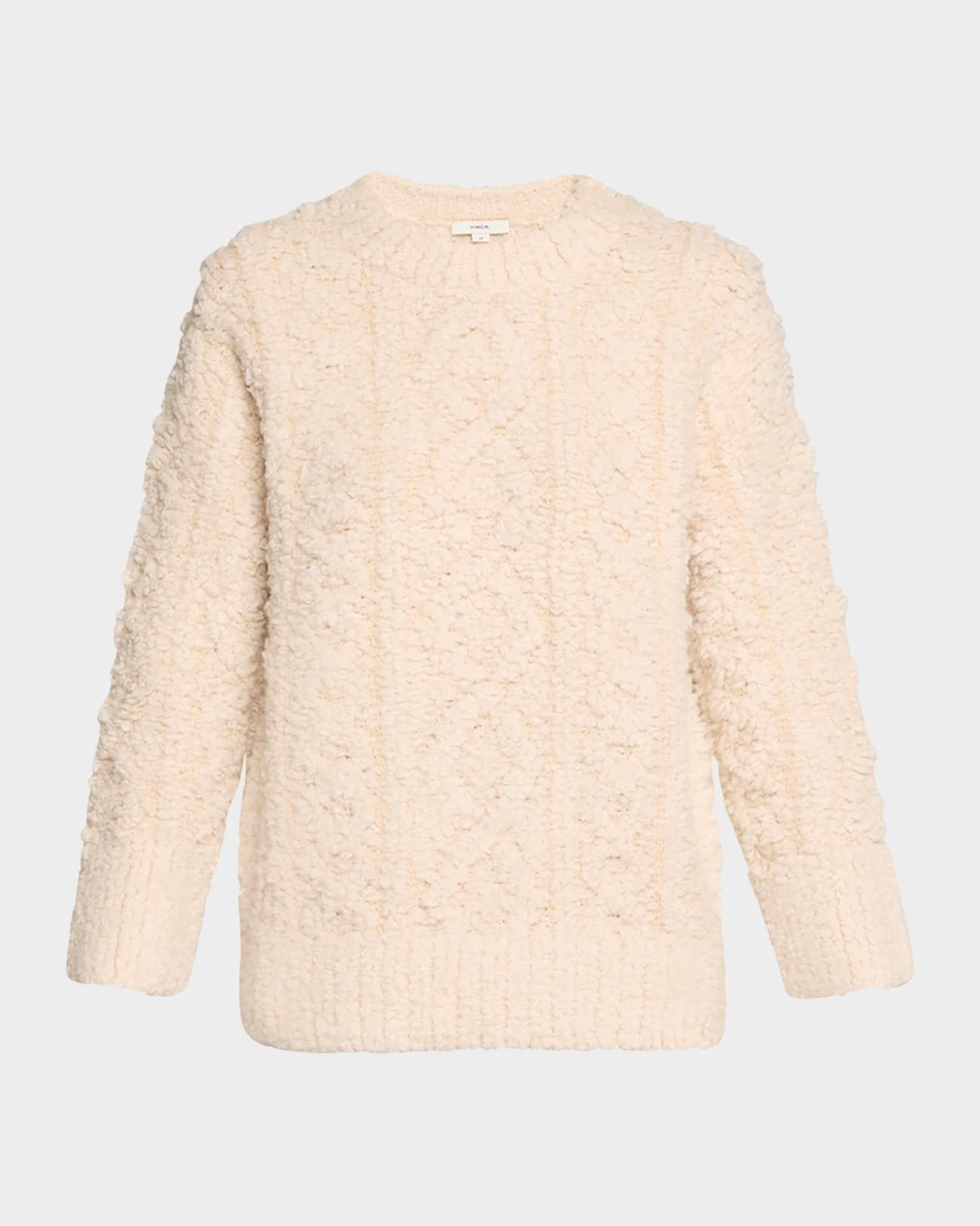 Textured Cable-Knit Crewneck Sweater Product Image