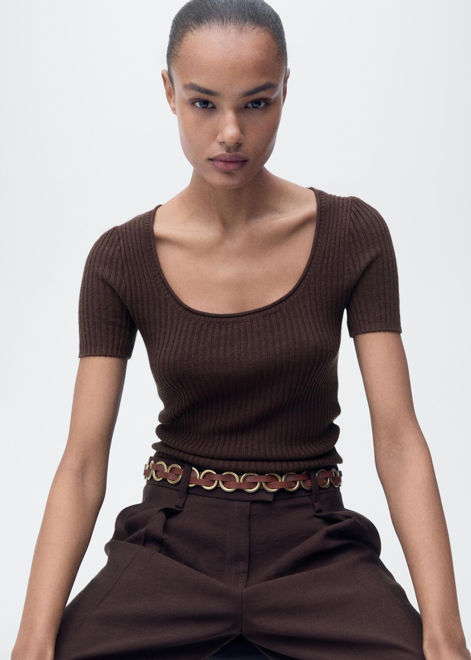 Linen-blend knitted sweater - Women | MANGO USA Product Image