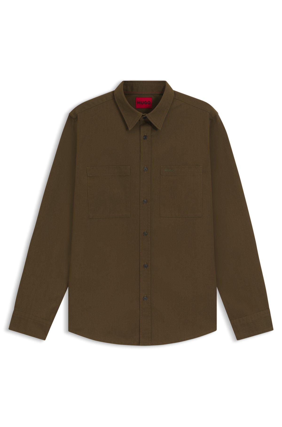 HUGO - Relaxed-fit shirt in soft twill with Kent collar - Light Green Product Image