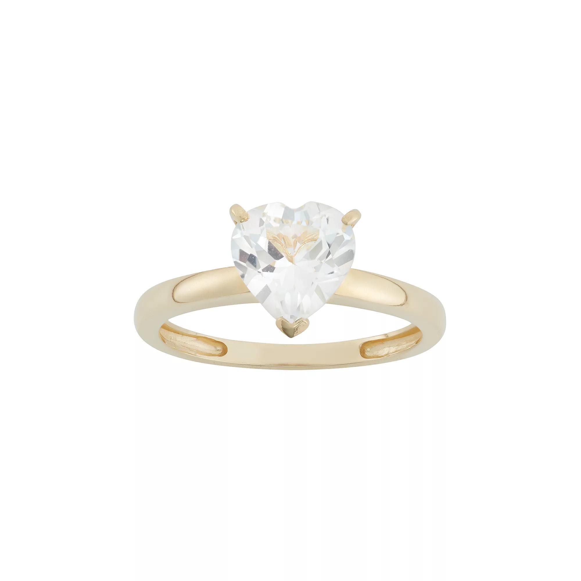 Designs by Gioelli Lab-Created White Sapphire 10k Gold Heart Ring, Womens Product Image