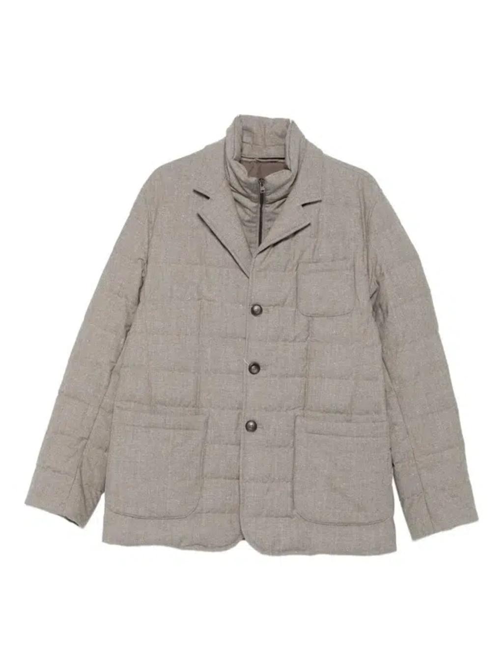 HERNO Convertible Quilted Wool-blend Down Blazer In Gray Product Image