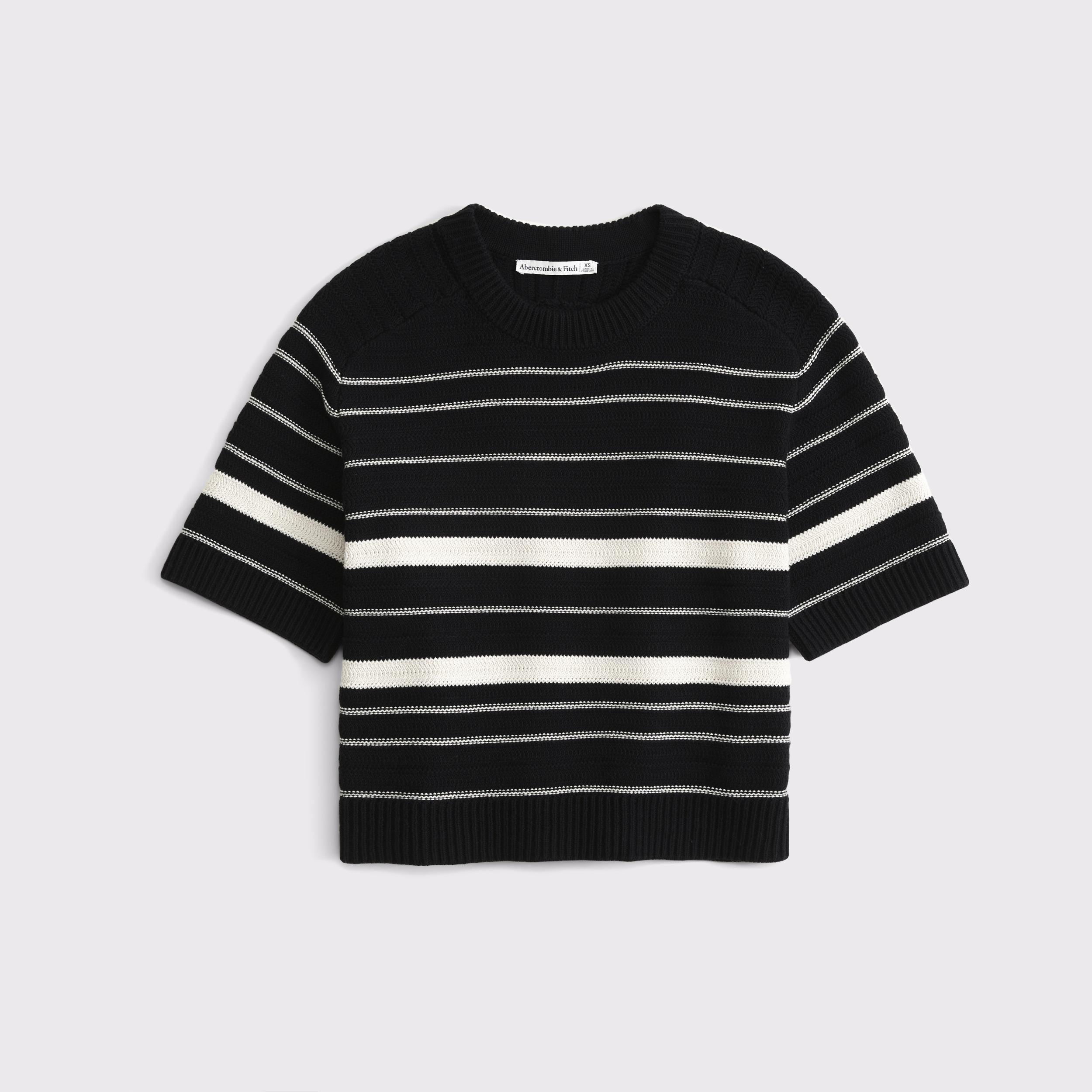The A&F Madeline Textural Crew Sweater Tee Product Image