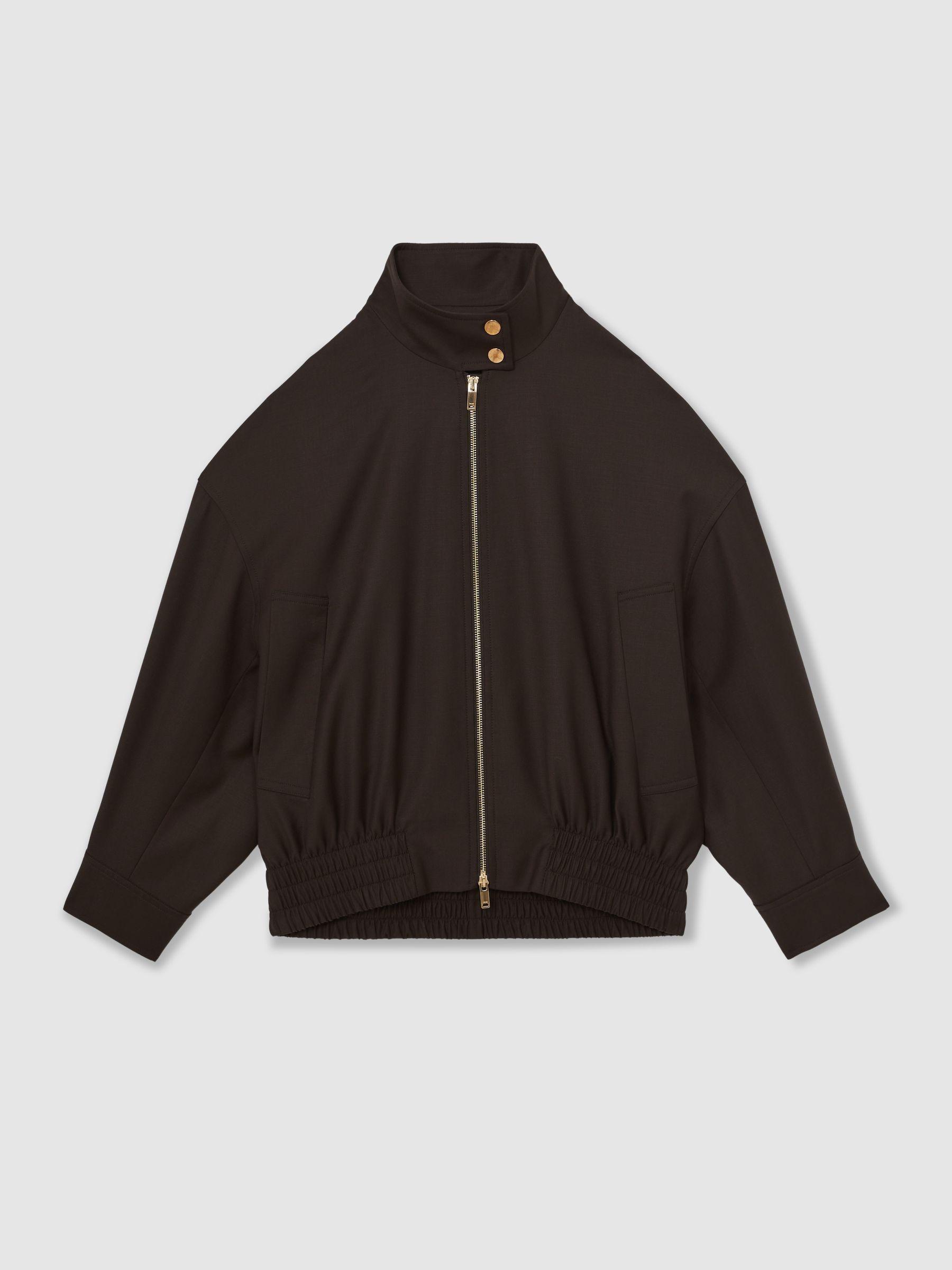 Wool Bomber Jacket in Chocolate Brown Product Image