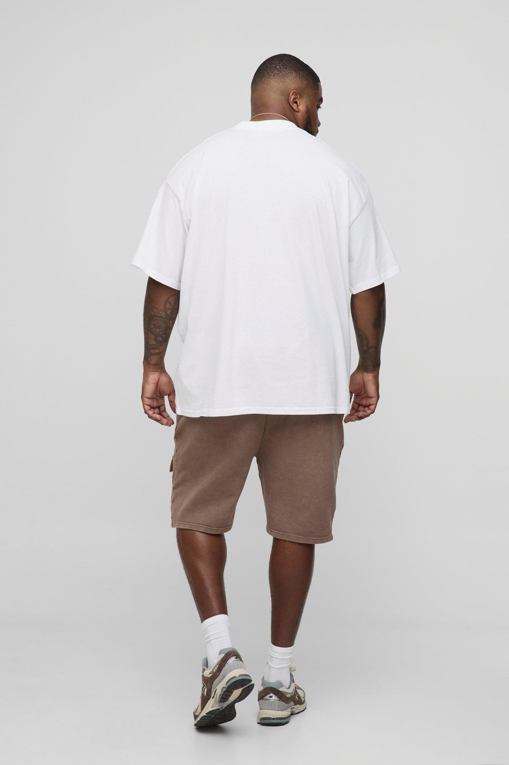 Plus Oversized Extended Neck Miami Palm Print T-Shirt | boohooMAN USA Product Image