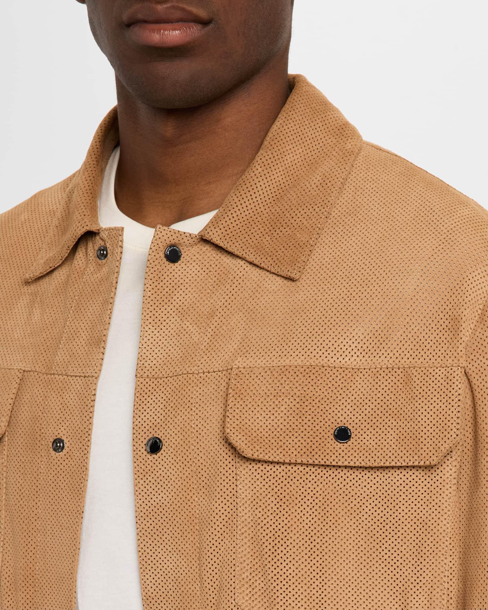 Men's Perforated Suede Trucker Jacket Product Image