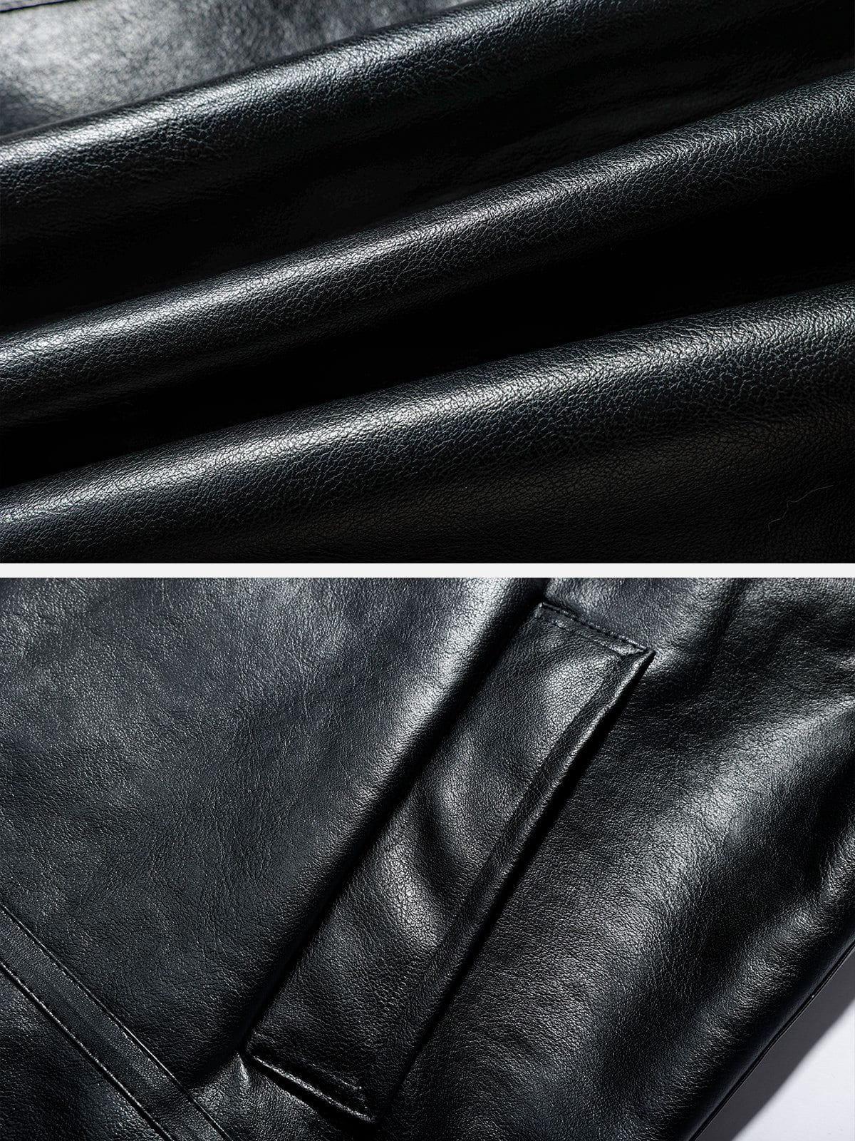 Aelfric Eden Zipper Lapel PU Borg Jacket Product Image