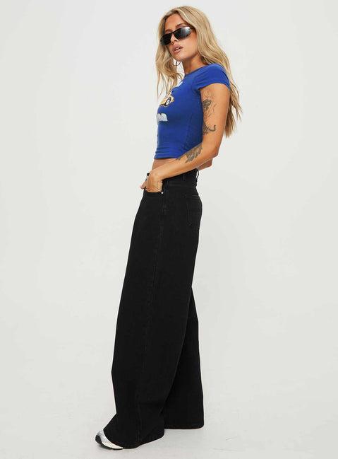 Naylor Mid Rise Wide Leg Jeans Washed Black Denim Product Image
