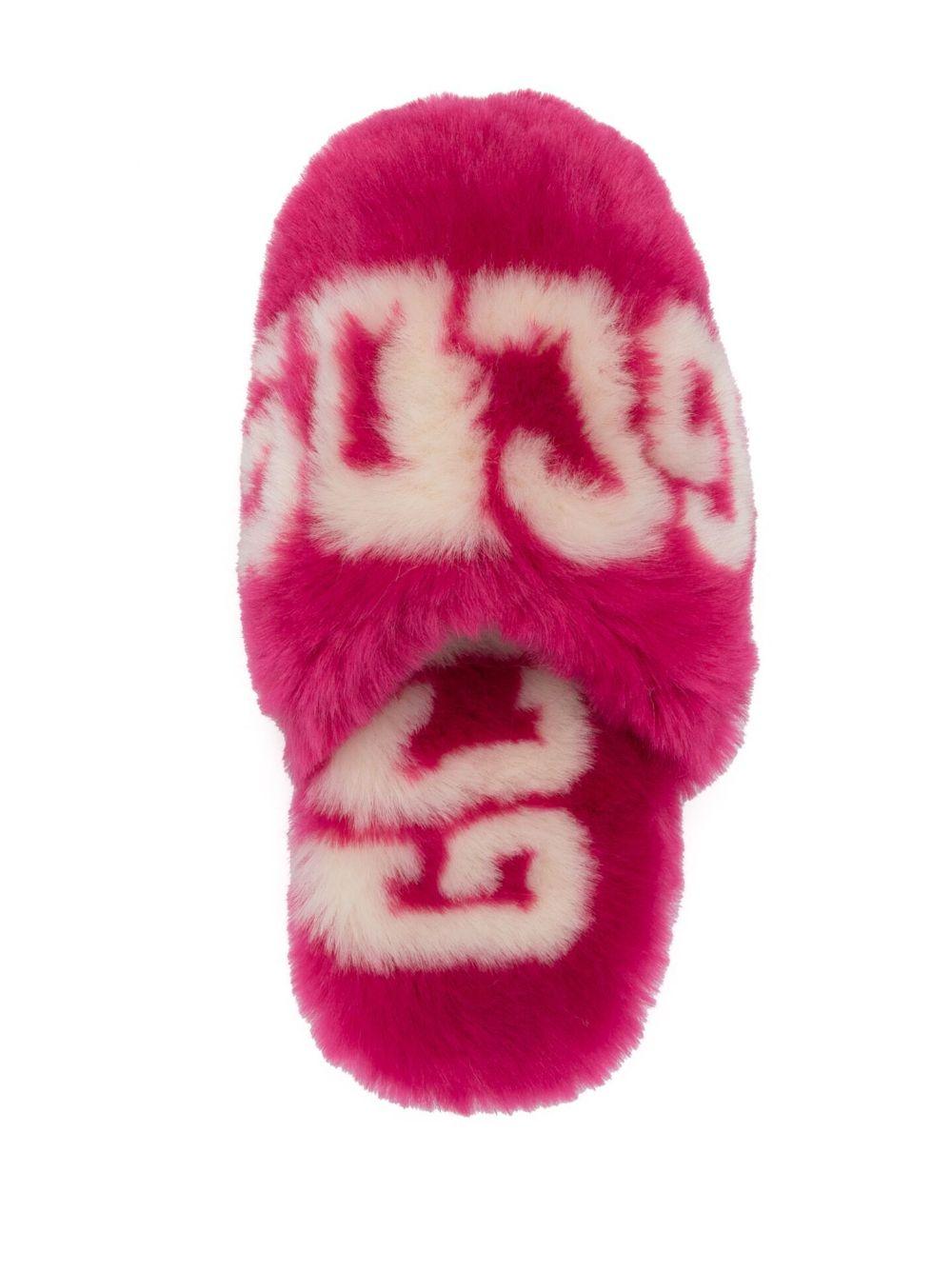 logo print faux-fur slippers Product Image
