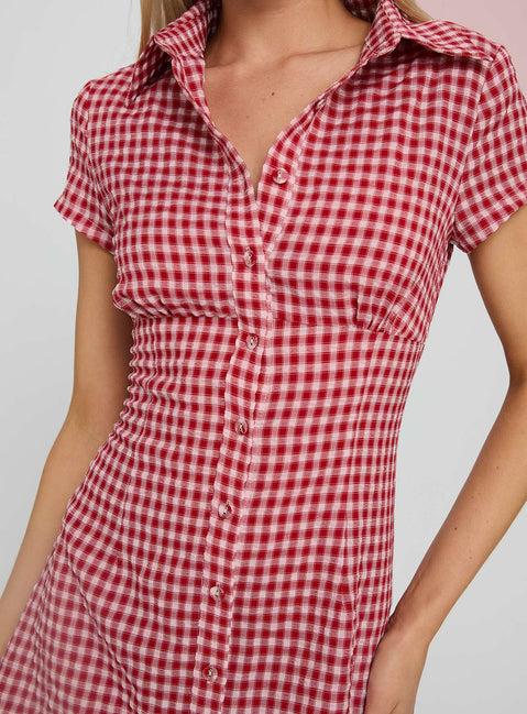 Motley Mini Dress Red Check Product Image