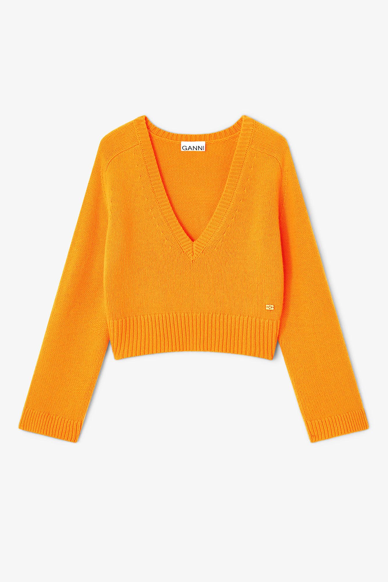 Orange V-neck Sweater Product Image