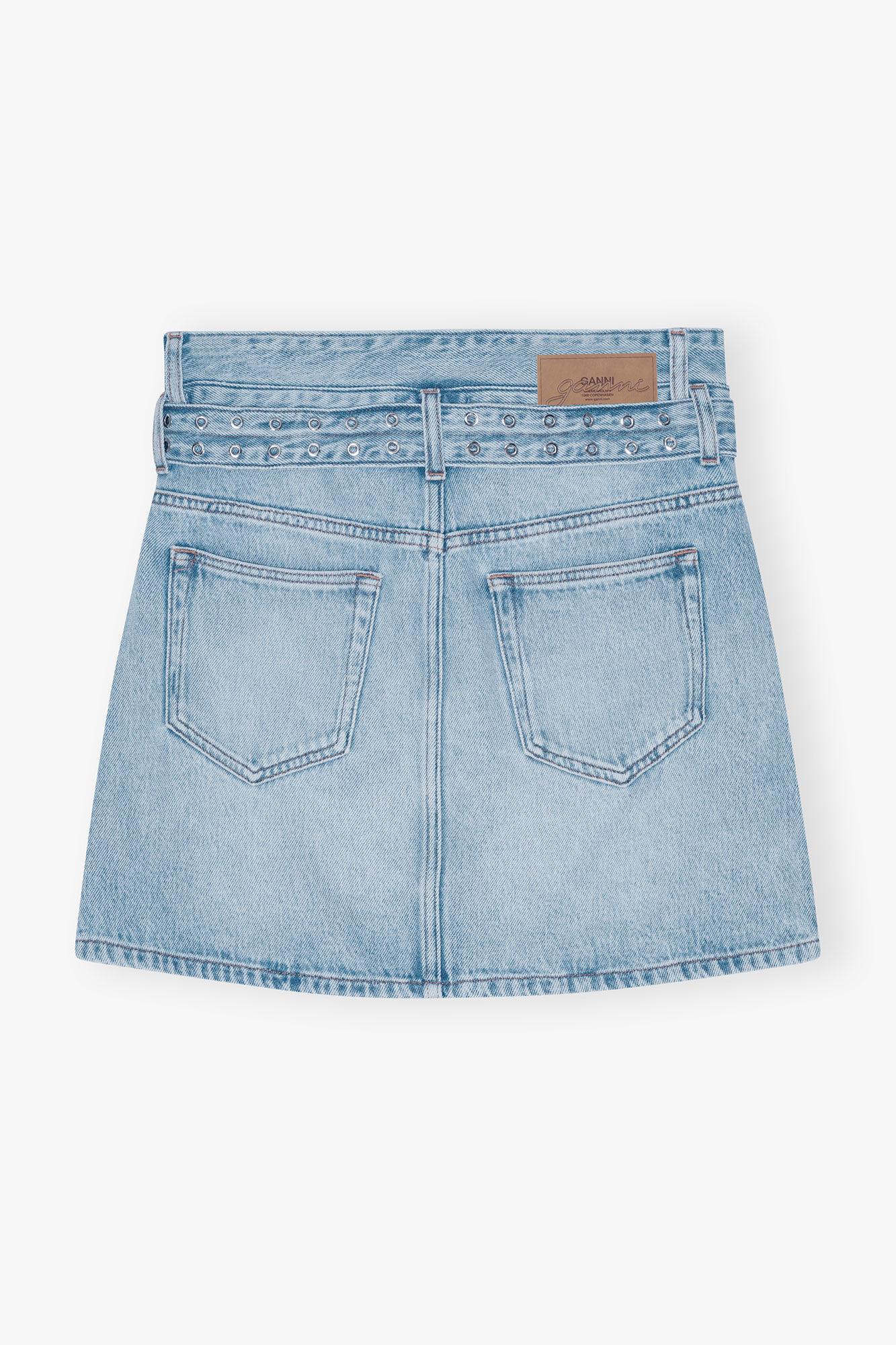 Light Blue Denim Mini Skirt Product Image