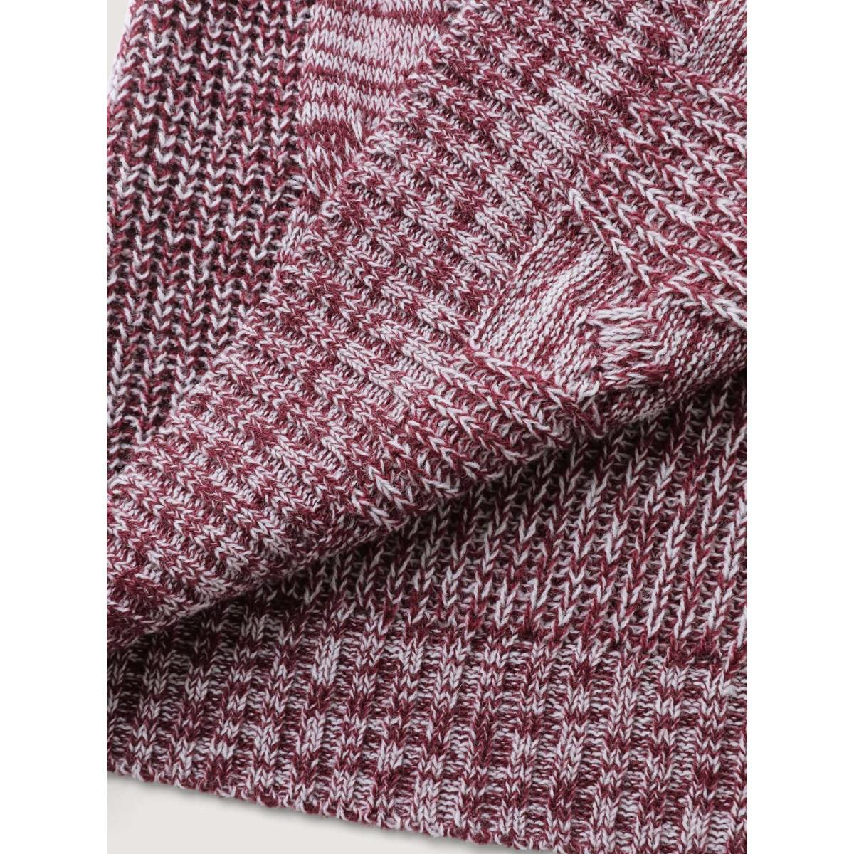 Plus Size Cable Stitch Heather Hooded Knit Cardigan Deepred Women Leisure Loose Long Sleeve Casual Cardigans BloomChic 14-16/1X Product Image