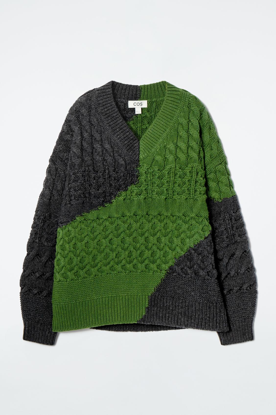 ABSTRACT CABLE-KNIT MERINO WOOL SWEATER Product Image