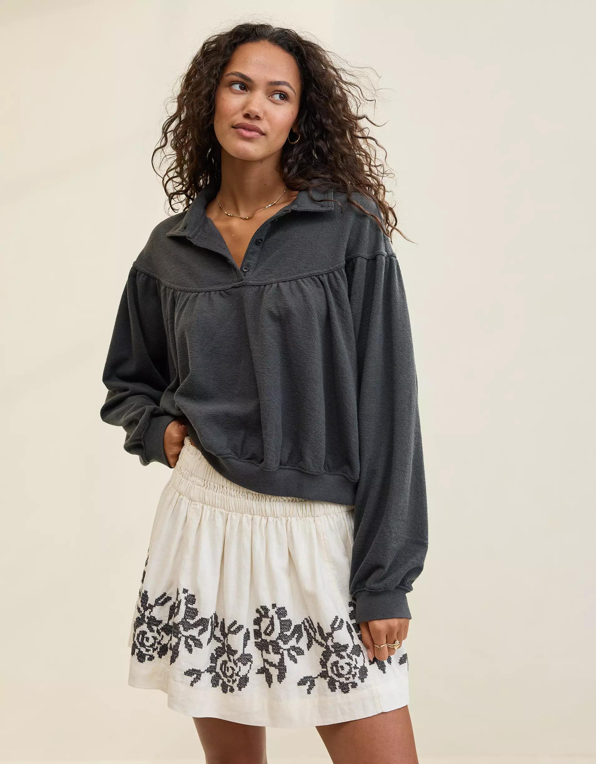 Aerie Soft Life Button Sweatshirt Product Image
